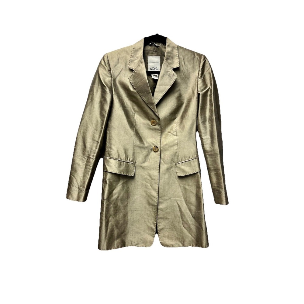Whistles London 4 Bronze Italian Silk Shiny Jacket Blazer Metallic